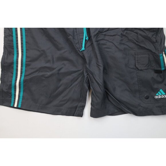Vintage 90s Adidas Mens 2XL XXL Spell Out Lined Above Knee Shorts Swim Trunks - Picture 4 of 12
